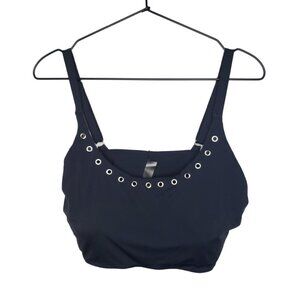 Coastal Waves Women's Sz 2X Punk Grunge Bikini Top Studded, Black (1690)